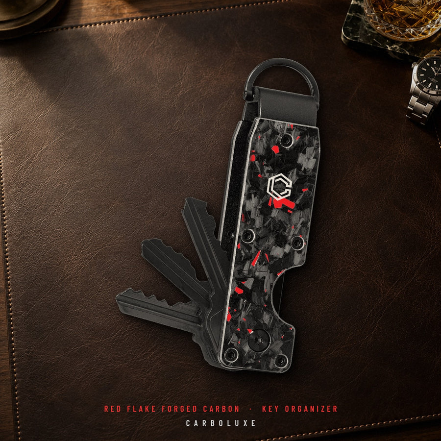 Red Flake Forged Carbon Fiber Key Organizer