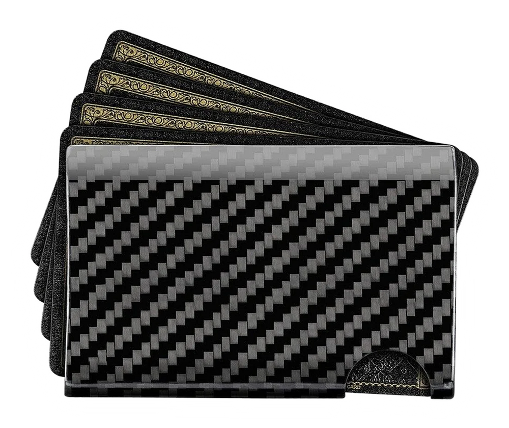 Carboluxe carbon fiber slim wallet holding cards