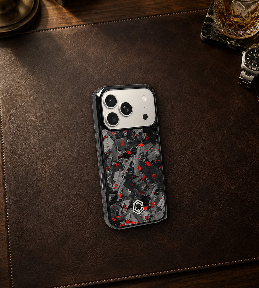 iPhone | Red Flake Forged Carbon Fiber Case