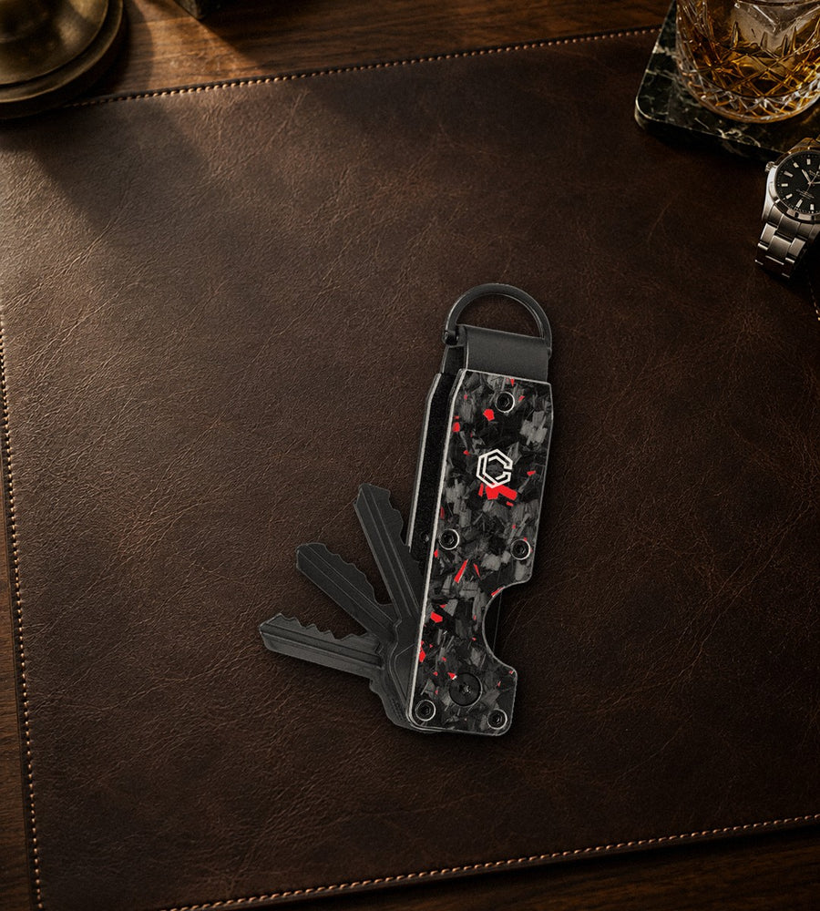 Red Flake Forged Carbon Fiber Key Organizer