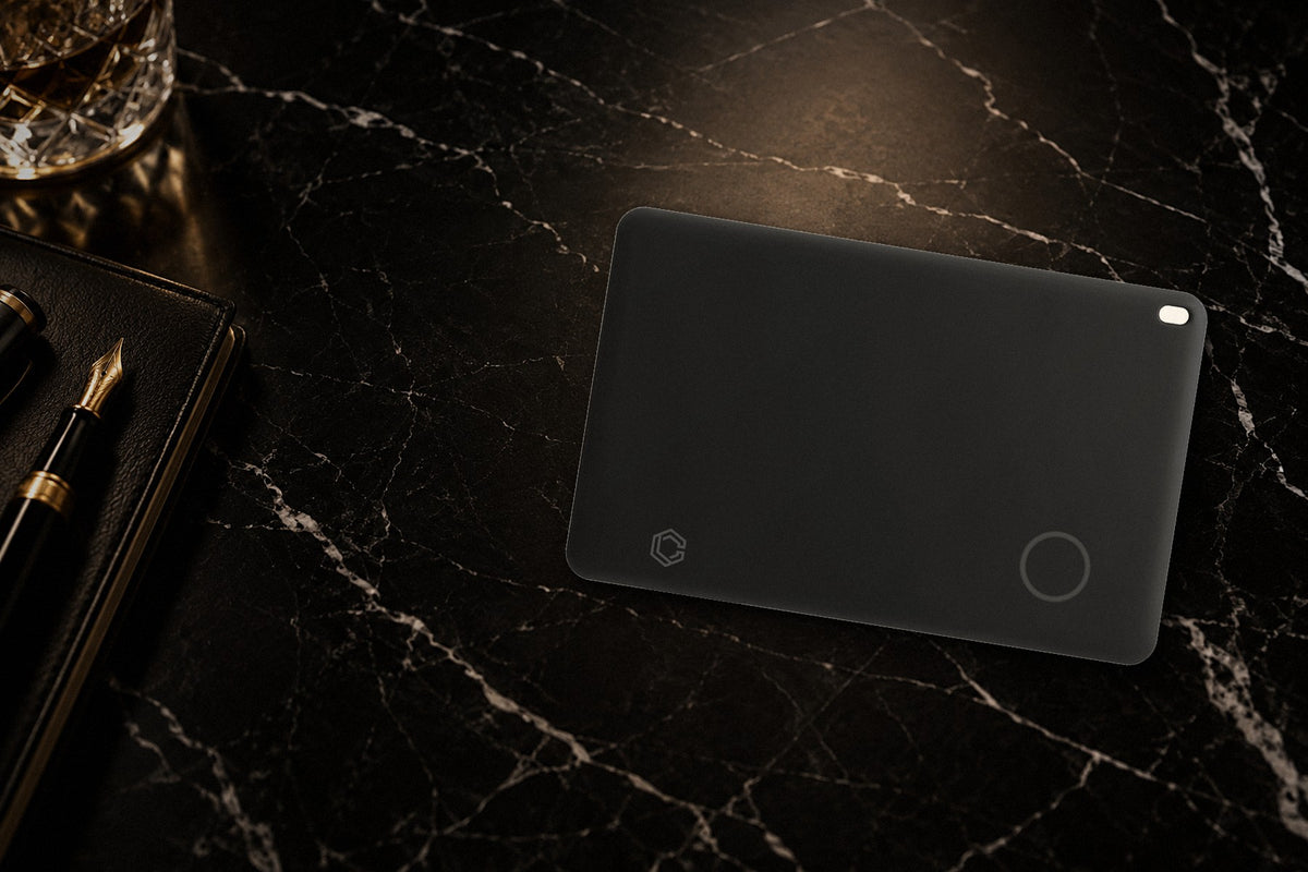 Carboluxe card tracker on marble