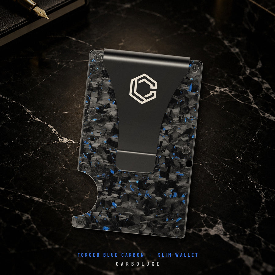 Forged Blue Carbon Fiber Wallet (Glossy Finish)